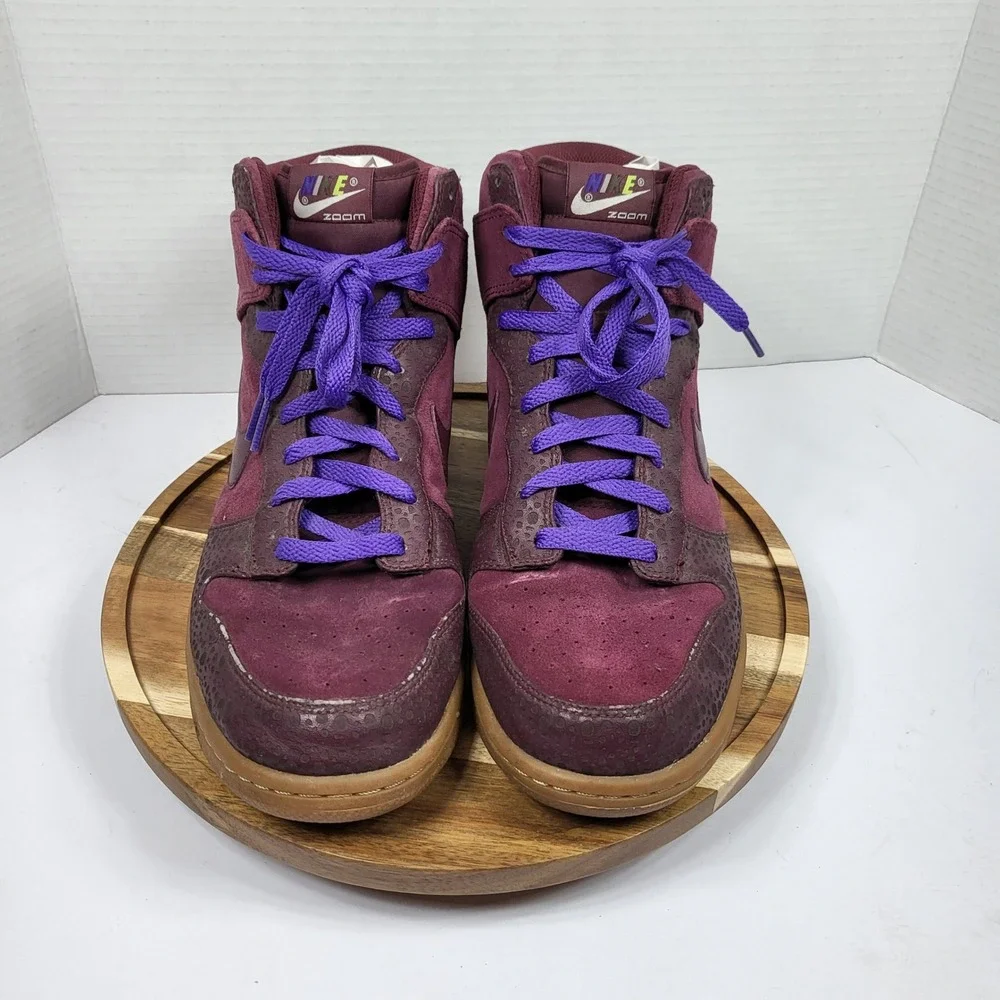 Nike Mens Dunk High Premium Red Oxide Purple Safari Vintage 2008 Suede Size 10.5